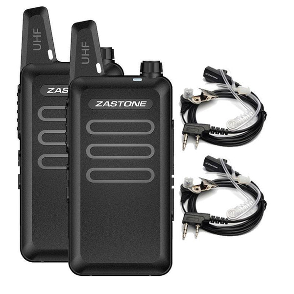 Planet Gates 2pcs Zastone X6 Mini Walkie Talkie UHF 400-470Mhz 16 Channels Two way radio With Headsets Portable Communication Equipment ZT-X6