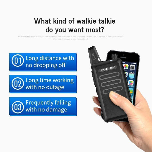 Planet Gates 2pcs Zastone X6 Mini Walkie Talkie UHF 400-470Mhz 16 Channels Two way radio With Headsets Portable Communication Equipment ZT-X6
