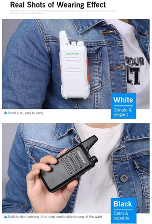 Planet Gates 2pcs Zastone X6 Mini Walkie Talkie UHF 400-470Mhz 16 Channels Two way radio With Headsets Portable Communication Equipment ZT-X6