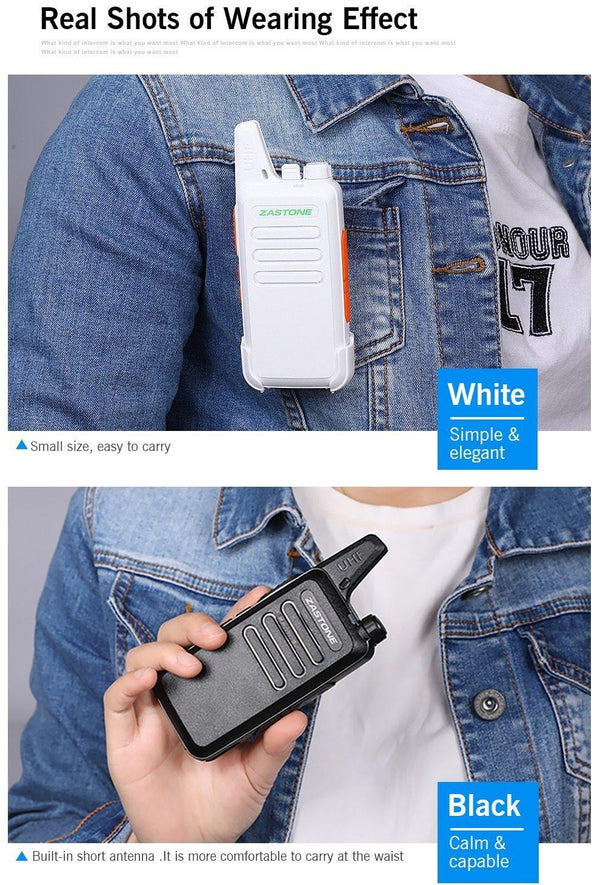 Planet Gates 2pcs Zastone X6 Mini Walkie Talkie UHF 400-470Mhz 16 Channels Two way radio With Headsets Portable Communication Equipment ZT-X6