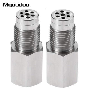 Planet Gates 2Pieces M18x1.5 CEL Eliminator Check Engine Light Adapter Real Mini Catalytic Converter O2 Oxygen Sensor Stainless Steel Car Accessories