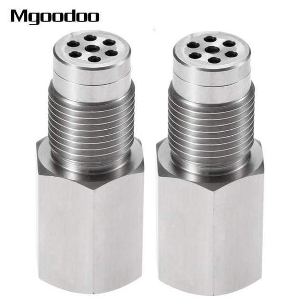 Planet Gates 2Pieces M18x1.5 CEL Eliminator Check Engine Light Adapter Real Mini Catalytic Converter O2 Oxygen Sensor Stainless Steel Car Accessories