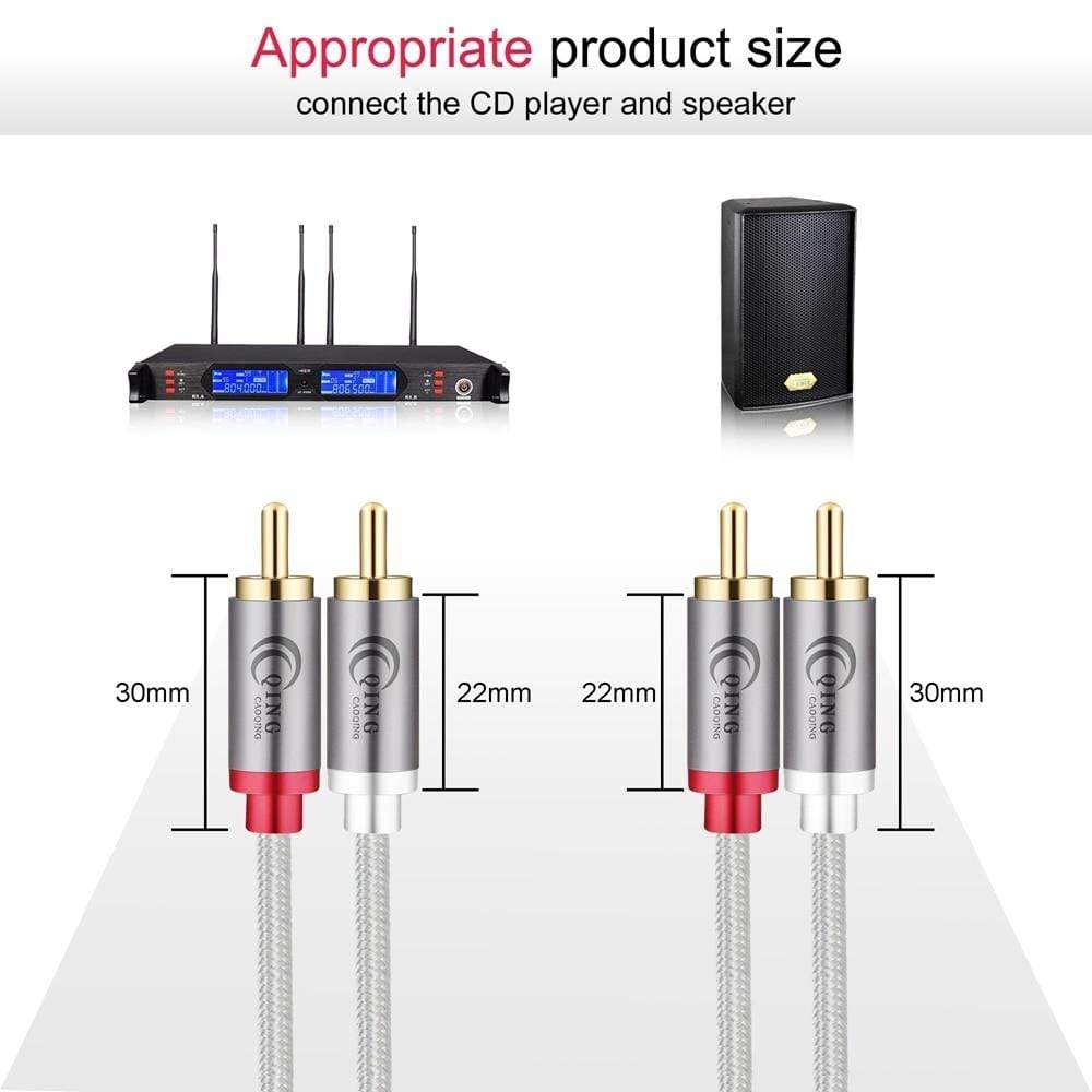 Planet Gates 2RCA to 2RCA Male to Male Audio Cable RCA Cable OFC AV Audio Cable 1m 2m 3m 5m 10m for Home Theater DVD TV Amplifier CD Soundbox