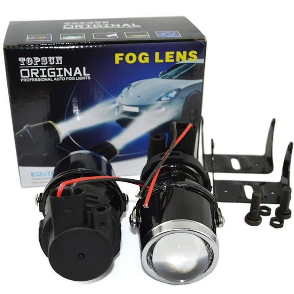 Planet Gates 2x 12V 55W Universal H3 Retrofit Projector Glass Lens Driving Fog Lamp Light Halogen Bulb Bracket Kit