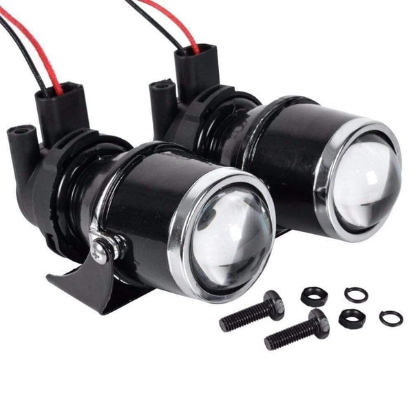 Planet Gates 2x 12V 55W Universal H3 Retrofit Projector Glass Lens Driving Fog Lamp Light Halogen Bulb Bracket Kit