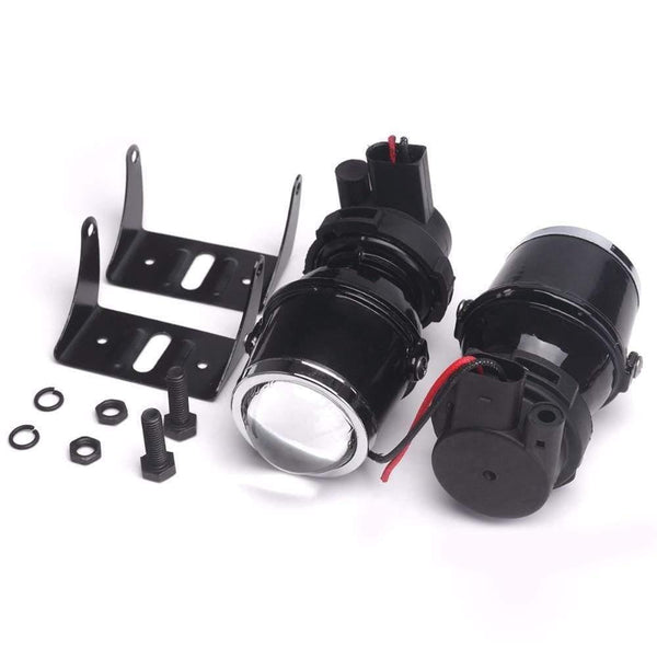 Planet Gates 2x 12V 55W Universal H3 Retrofit Projector Glass Lens Driving Fog Lamp Light Halogen Bulb Bracket Kit