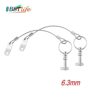 Planet Gates 2X 6.3mm 1/4 inch Quick Release Pin with Lanyard for Boat Bimini Top Deck Hinge Marine hardware Stainless Steel 316