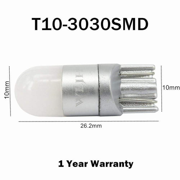 Planet Gates 2x 6000K White Car Light T10 W5W Led Wedge Bulb 3030 1SMD Auto Dome Reading Parking Lights Sidemarker Sidelight Lamp Bulbs