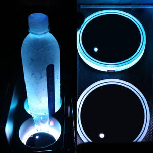 Planet Gates 2X Car LED Light Cup Holder Automotive Interior USB Colorful Atmosphere Lights Lamp Drink Holder Anti-Slip Mat Auto Products
