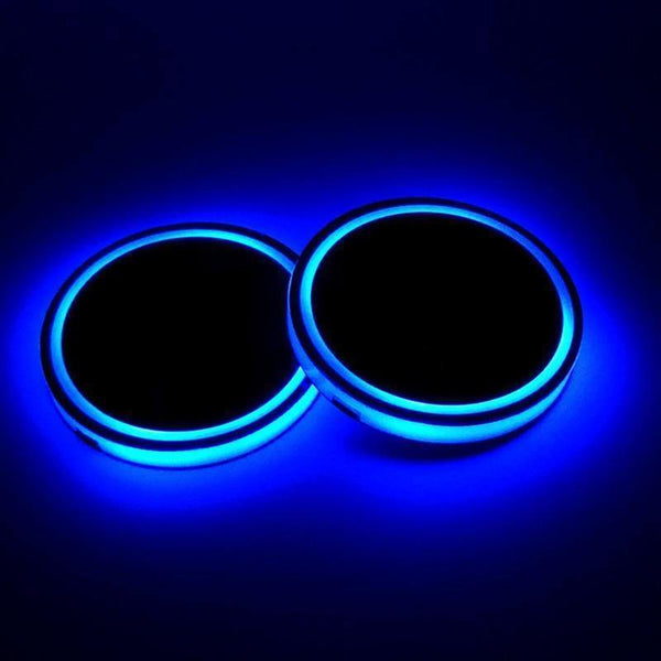 Planet Gates 2X Car LED Light Cup Holder Automotive Interior USB Colorful Atmosphere Lights Lamp Drink Holder Anti-Slip Mat Auto Products