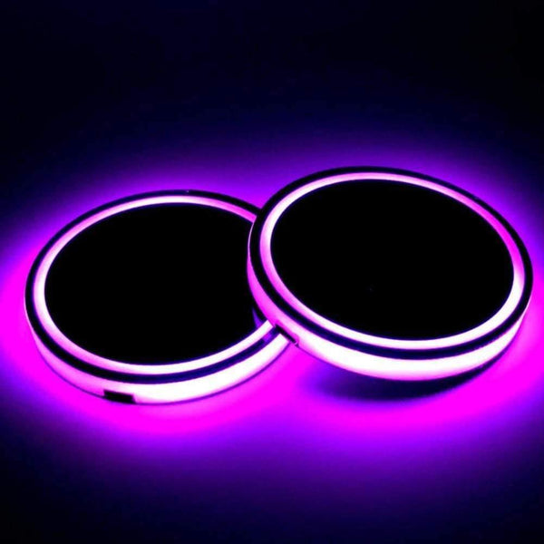 Planet Gates 2X Car LED Light Cup Holder Automotive Interior USB Colorful Atmosphere Lights Lamp Drink Holder Anti-Slip Mat Auto Products