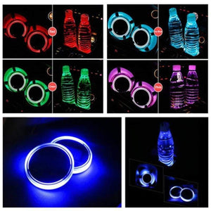Planet Gates 2X Car LED Light Cup Holder Automotive Interior USB Colorful Atmosphere Lights Lamp Drink Holder Anti-Slip Mat Auto Products