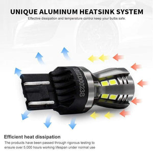 Planet Gates 2x Newest 7443 7444 7440 7441 992 W21/5W LED Bulbs with Projector for Reverse Brake Tail RV Turn Signal Lights White 6000K