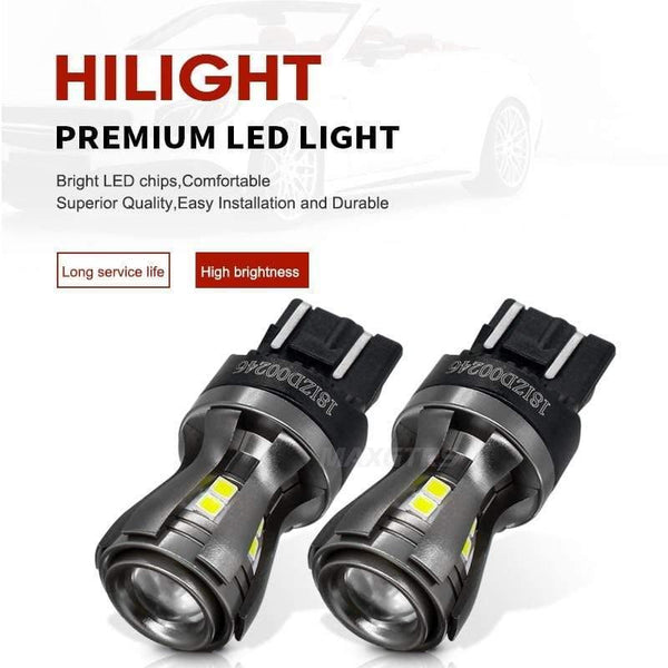 Planet Gates 2x Newest 7443 7444 7440 7441 992 W21/5W LED Bulbs with Projector for Reverse Brake Tail RV Turn Signal Lights White 6000K