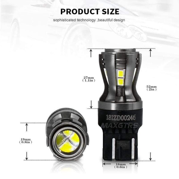 Planet Gates 2x Newest 7443 7444 7440 7441 992 W21/5W LED Bulbs with Projector for Reverse Brake Tail RV Turn Signal Lights White 6000K