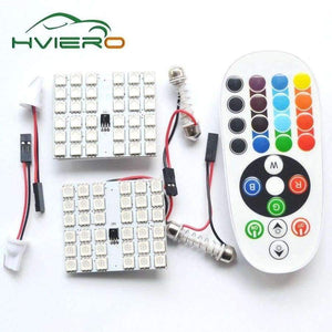 Planet Gates 2X T10 12SMD 15Smd 24smd 36SMD Remote Control Rgb Car Led Panel Auto Lights Reading Dome Festoon Door Light BA9S Adapter DC 12V