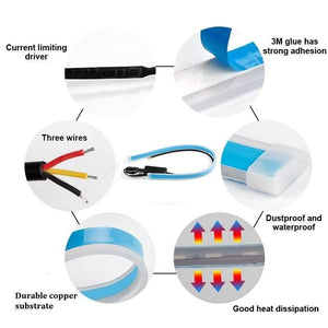 Planet Gates 2x Ultrafine Cars DRL LED Daytime Running Lights White Turn Signal Yellow Guide Strip for Headlight Assembly Drop Shipping