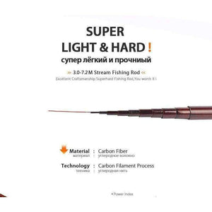 Planet Gates 3.0-7.2M Stream Fishing Rod Carbon Fiber Telescopic Fishing Rod Ultra Light Carp Fishing Pole