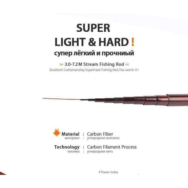Planet Gates 3.0-7.2M Stream Fishing Rod Carbon Fiber Telescopic Fishing Rod Ultra Light Carp Fishing Pole