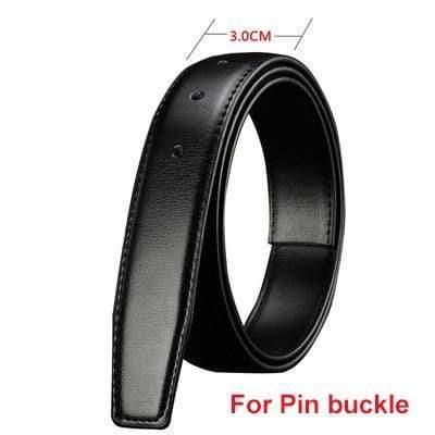 No Buckle Genuine Leather Belt Strap For Automatic Buckle Pin Buckle 2.4cm 2.8cm 3.0cm 3.2cm 3.5cm 3.8cm Width Men Belt Black
