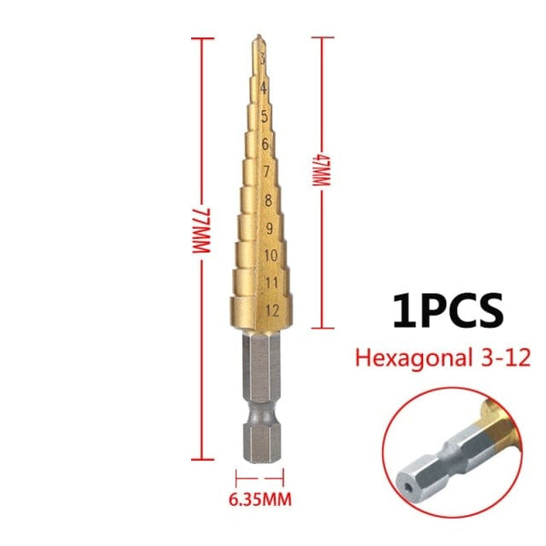 Planet Gates 3-12 Hexagon Shank 3-12mm 4-12mm 4-20mm HSS Straight Groove Step Drill Bit Set Titanium Coated Wood Metal Hole Cutter Core Drill Bit Set