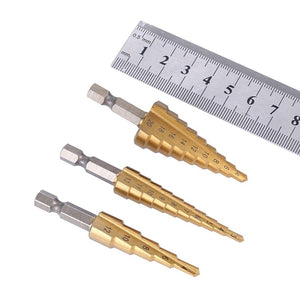 Planet Gates 3-12mm 4-12mm 4-20mm HSS Straight Groove Step Drill Bit Set Titanium Coated Wood Metal Hole Cutter Core Drill Bit Set