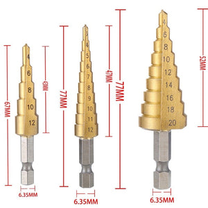 Planet Gates 3-12mm 4-12mm 4-20mm HSS Straight Groove Step Drill Bit Set Titanium Coated Wood Metal Hole Cutter Core Drill Bit Set