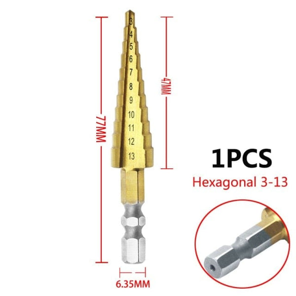 Planet Gates 3-13 Hexagon Shank 3-12mm 4-12mm 4-20mm HSS Straight Groove Step Drill Bit Set Titanium Coated Wood Metal Hole Cutter Core Drill Bit Set