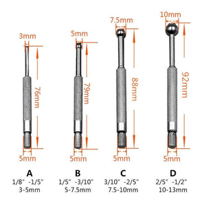 3-14mm Small Hole Bore Gauge 4Pcs Ball Type Telescoping Measure Gauge 1/8" To 1/2" Measuring Tools Adjustable
