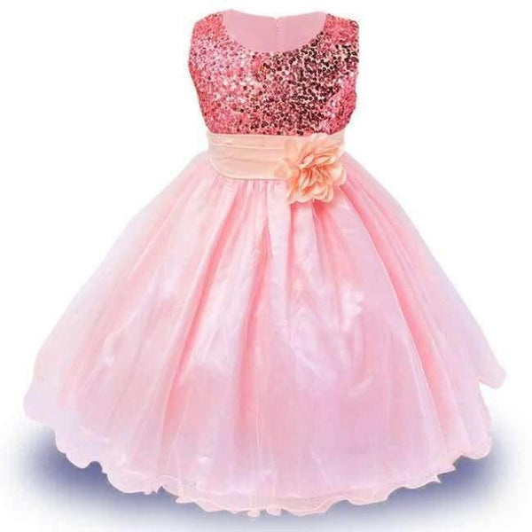 Planet Gates 3-14yrs Hot Selling Baby Girls Flower sequins Dress High quality Party Princess Dress Children kids clothes 9colors
