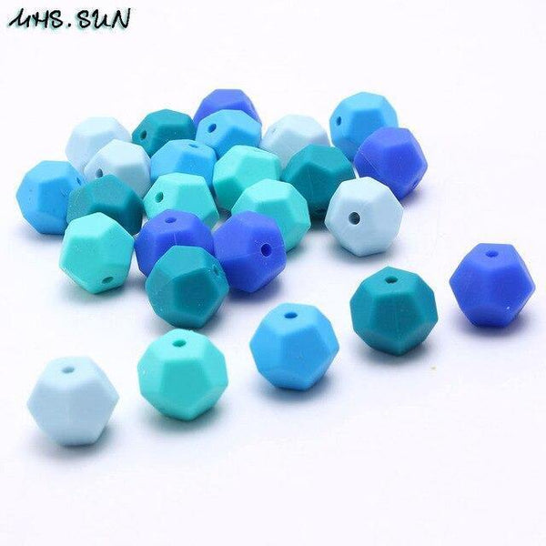 Planet Gates 3/15 mm 50 stk. farverige silikone pentagonperler til babyer, tyggetabletter, tandfrembrud, ammehalskæde, legetøj, gør-det-selv smykkefremstilling, 50 stk.