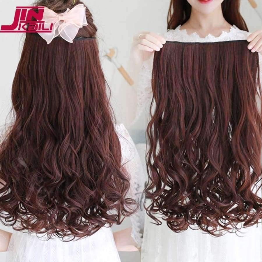 Planet Gates #3 / 18inches Long Wavy 5 Clip In Hair Extensions Heat Resistant Natural Synthetic Fake Hairpieces False Hair Various sizes