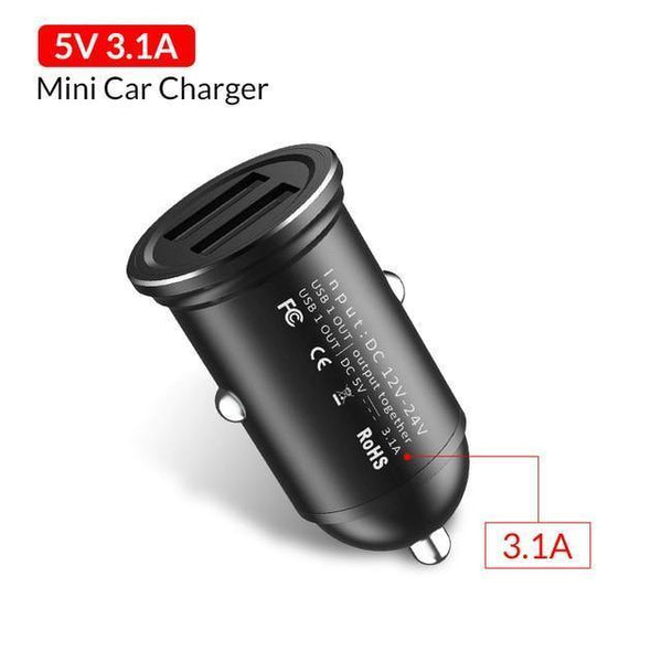 Planet Gates 3.1A Car Charger TOPK Mini USB Car Charger For iPhone Xiaomi Mobile Phone Tablet 3.1A Fast Charging  Dual USB Car-Charger Adapter in Car