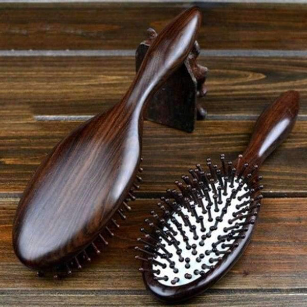 Planet Gates 3 1pc black Natural Sandalwood Wood Brush Healthy Care Massage Hair Combs Antistatic Detangling Airbag Hairbrush Hair Styling Tool