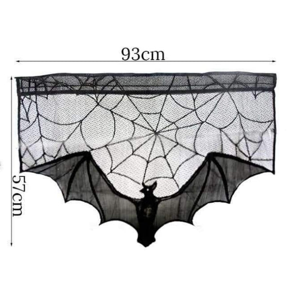 Planet Gates 3 1pc Halloween Decoration Props Black Lace Spiderweb Bat Fireplace Mantle Scarf Cover Tablecloth Christmas Festive Party Supplies
