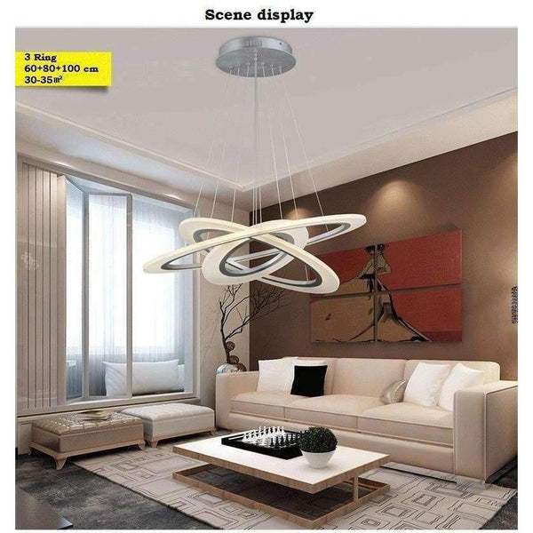 Planet Gates 3/2/1 Ring Aluminum Acrylic LED Ceiling Light Living Room Bedroom Study Room Lamp Office & Commercial Lighting Chandelier90-240V