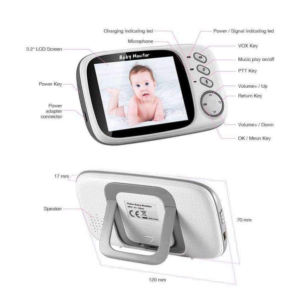 Planet Gates 3.2 inch Wireless Video Color Baby Monitor High Resolution Baby Nanny Security Camera Night Vision Temperature Monitoring