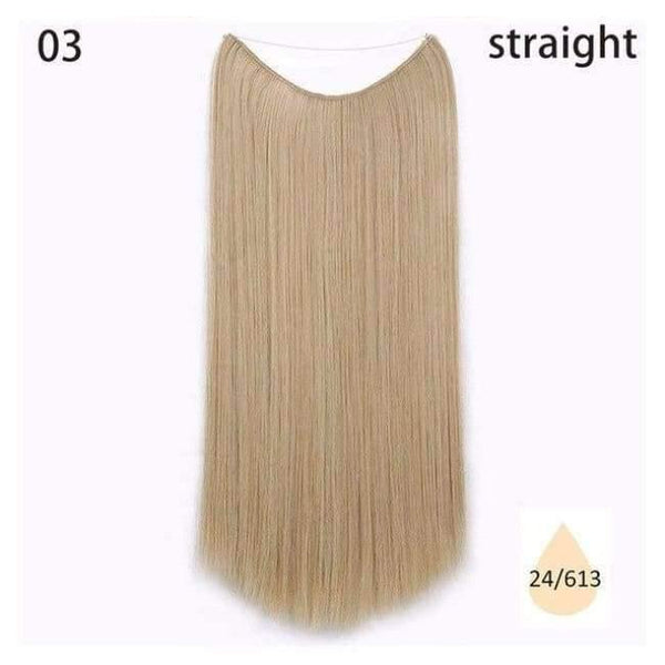 Planet Gates #3 / 22inches Fish Line Hairpieces 22'' Invisible Wire No Clips in Hair Extensions Secret Silky Straight Synthetic Hairs 100g/pic