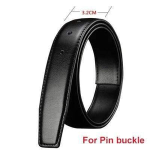 No Buckle Genuine Leather Belt Strap For Automatic Buckle Pin Buckle 2.4cm 2.8cm 3.0cm 3.2cm 3.5cm 3.8cm Width Men Belt Black