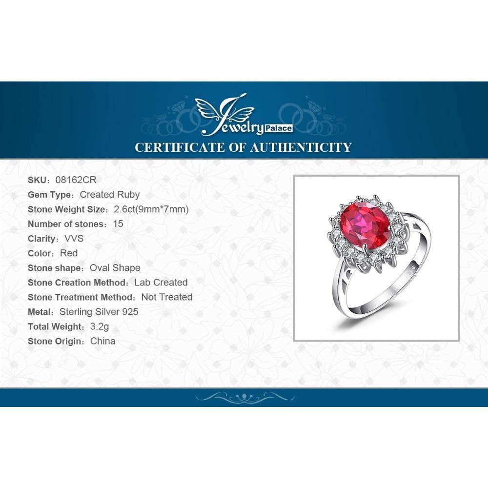 Planet Gates 3.2ct Created Red Ruby Engagement 925 Sterling Silver Ring For Women Gift