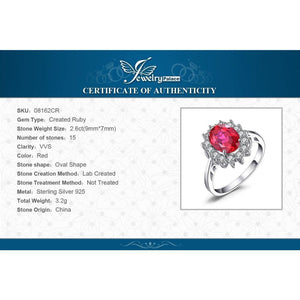 Planet Gates 3.2ct Created Red Ruby Engagement 925 Sterling Silver Ring For Women Gift