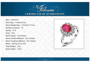 Planet Gates 3.2ct Created Red Ruby Engagement 925 Sterling Silver Ring For Women Gift