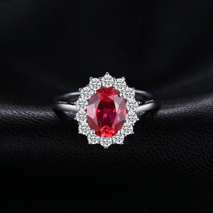 Planet Gates 3.2ct Created Red Ruby Engagement 925 Sterling Silver Ring For Women Gift