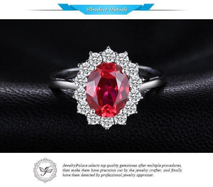 Planet Gates 3.2ct Created Red Ruby Engagement 925 Sterling Silver Ring For Women Gift