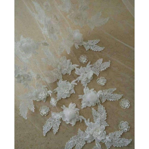 Planet Gates 3*3 Meter White/Ivory Cathedral Wedding Veils Long Appliqued Flower Bridal Veil with Comb Wedding Accessories Mantilla E25