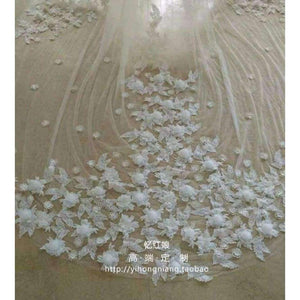 Planet Gates 3*3 Meter White/Ivory Cathedral Wedding Veils Long Appliqued Flower Bridal Veil with Comb Wedding Accessories Mantilla E25