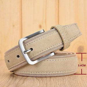 Men Oxford Fabric Suede Leather Belt High Quality Genuine Leather Luxury Pin Buckle For Men 3.5 Cm And 3.8 Cm Width
