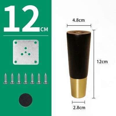 4pcs/lot Wood Legs TV Cabinet Support Sofa Legs Furniture Accessory Brass Gold Cups Solid Wooden Feet