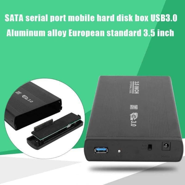 3.5 inch Hard Disk Case SATA to USB3.0 Aluminum Alloy HDD Box External Hard Drive Enclosure with USB Cable for Computer Laptop