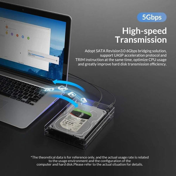 Planet Gates 3.5 inch SATA to USB 3.0 HDD Case with Holder Support 12TB Max Transparent Hard Drive Enclosure